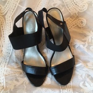 Black Leather Sandal with Heel